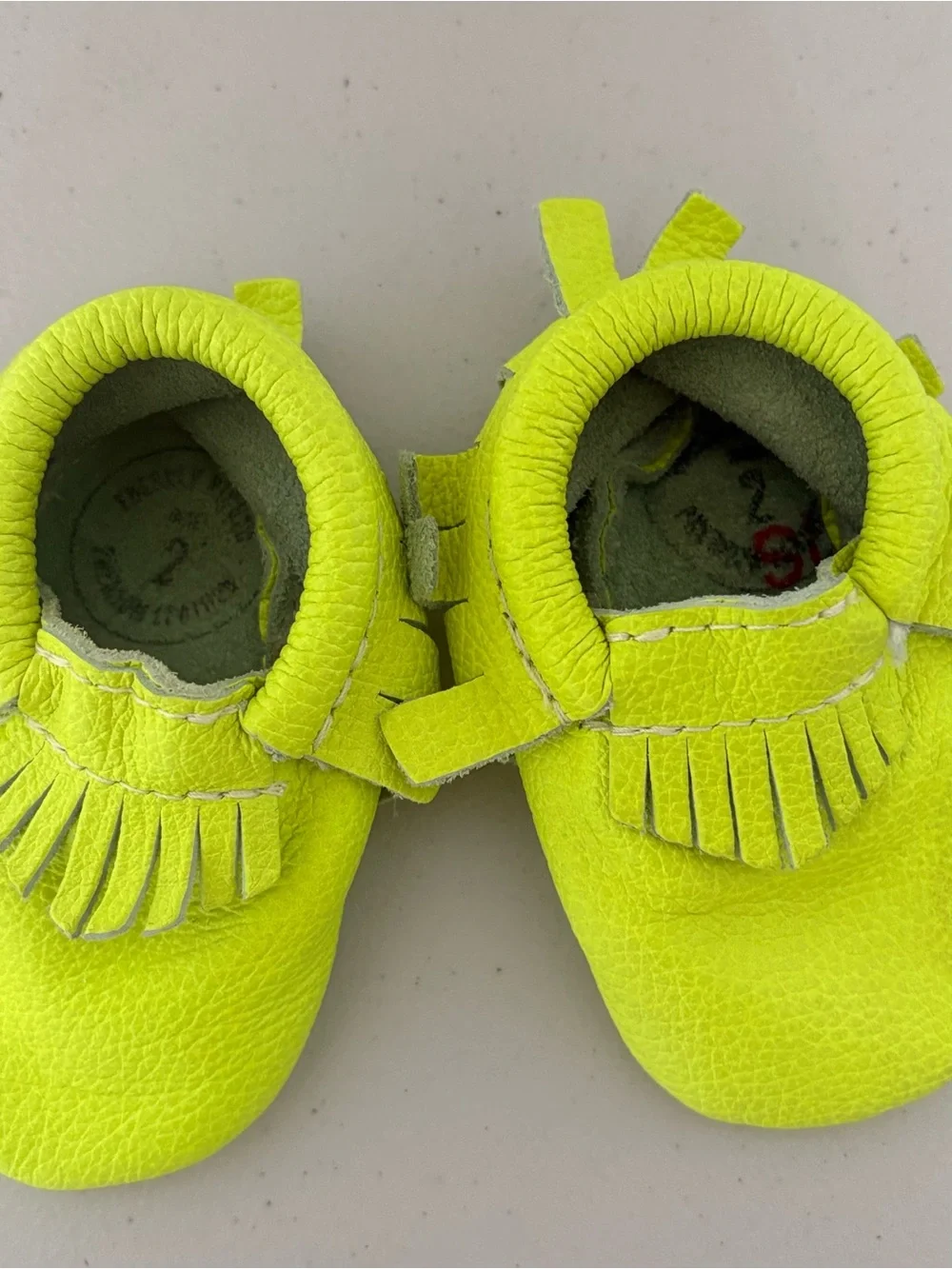 Freshly Picked Neon Yellow Fringe Moccasins - Kids Shoes